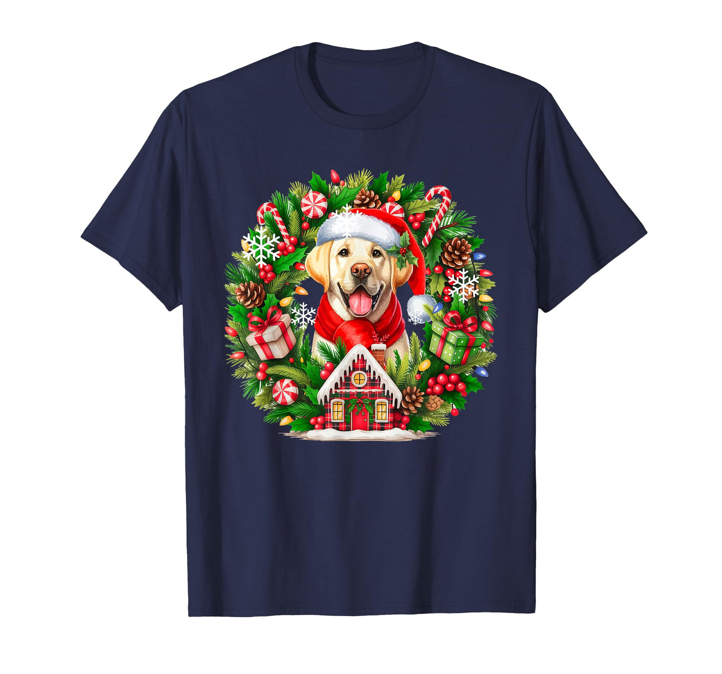 Santa Labrador Retriever Christmas Floral Circle Owner Kids T-Shirt