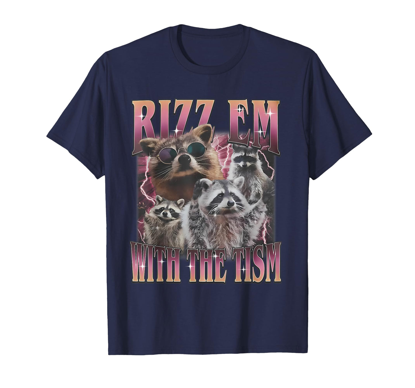 Rizz Em With The Tism Retro Raccoon Bootleg Humor T-Shirt