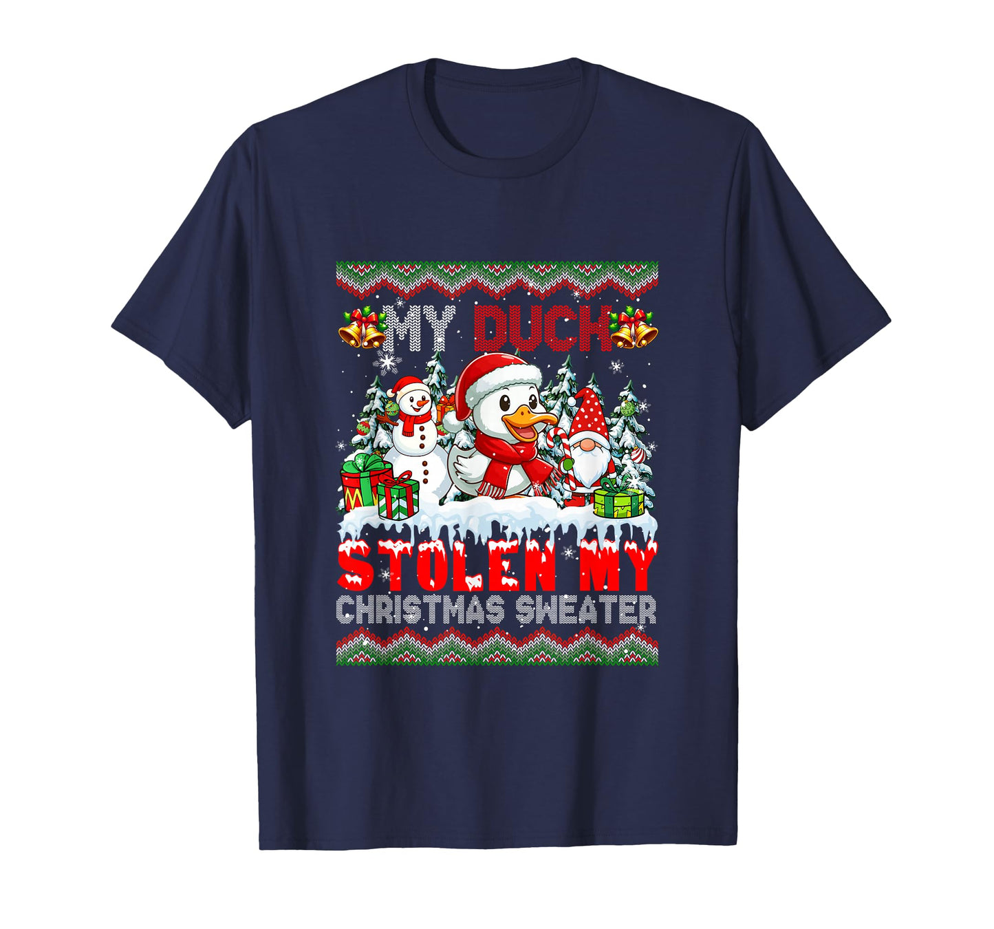 My Duck Stolen My Christmas Sweater Santa Dog Gnome T-Shirt