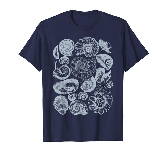 Vintage Fossil Nautilus Graphic Geology Biology Science T-Shirt