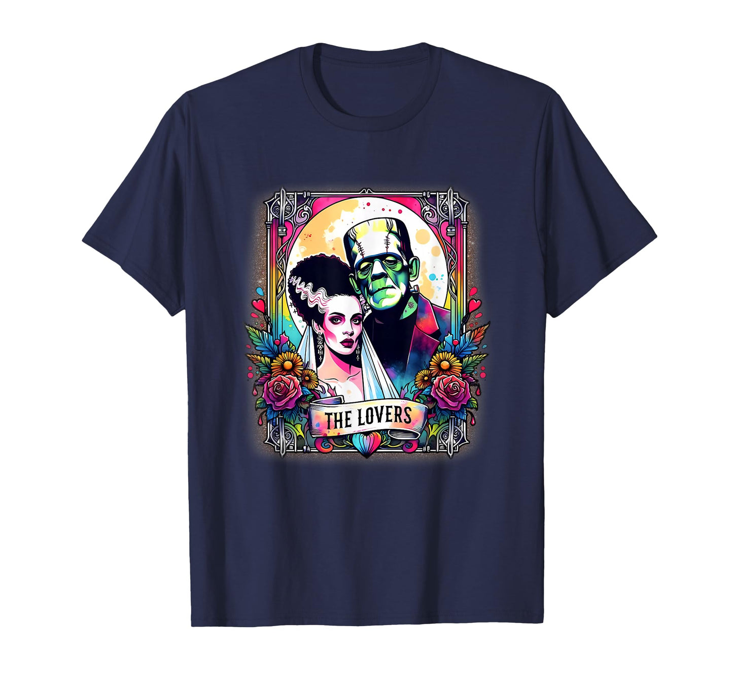 The Monster Frankenstein And Bride The Lovers Tarot Card T-Shirt