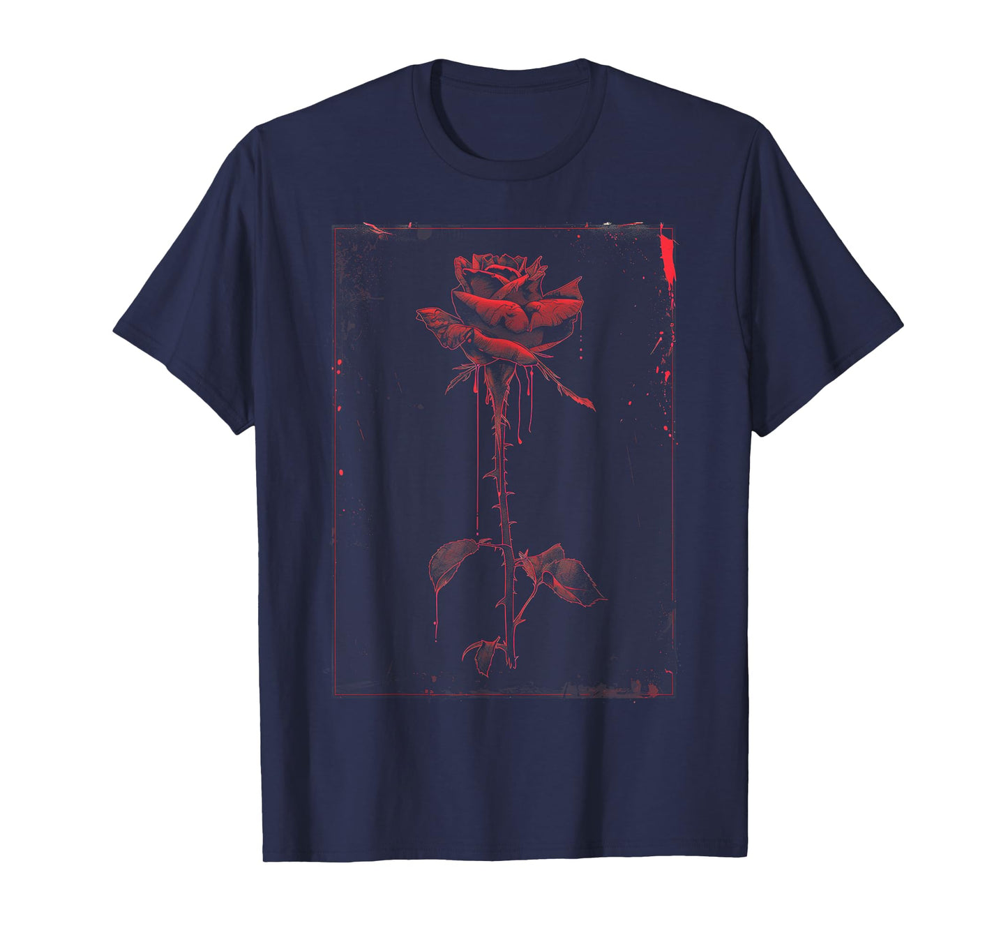 Anime Goth Withered Rose Blood Gothic Art Punk Vintage Edgy T-Shirt