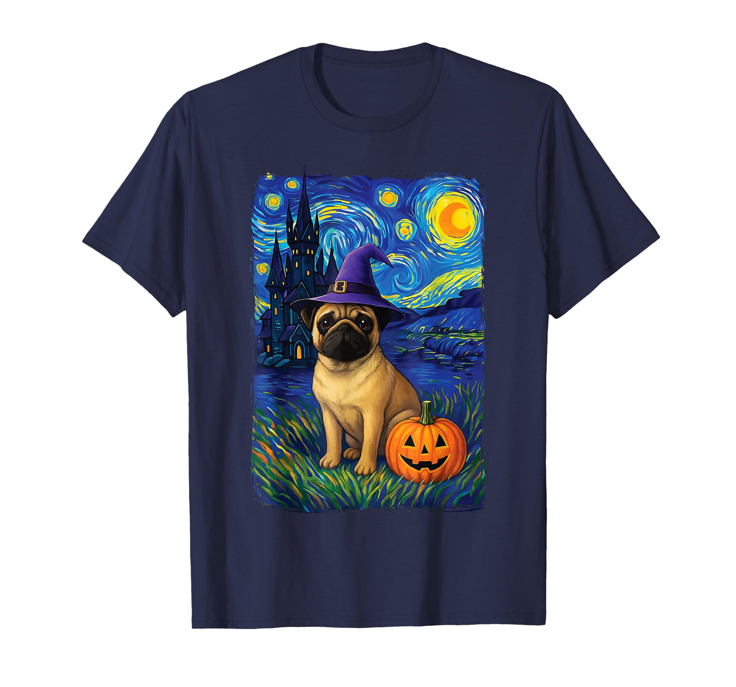 Pug Starry Night Halloween T-Shirt