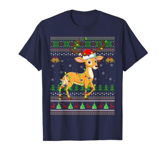 Deer Ugly Christmas Sweaters Holiday Santa Cute Xmas T-Shirt