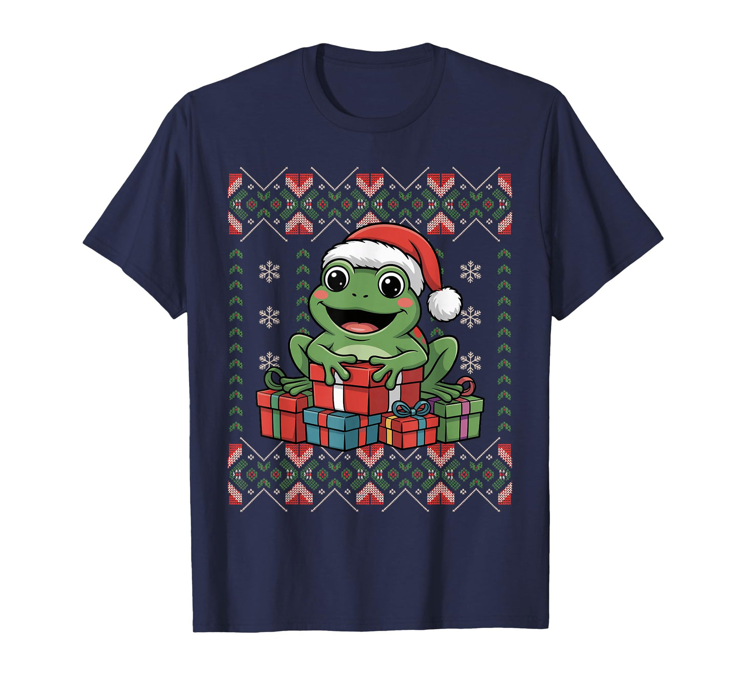 Santa Frog Christmas Ugly Sweater Funny Holiday Pajamas T-Shirt