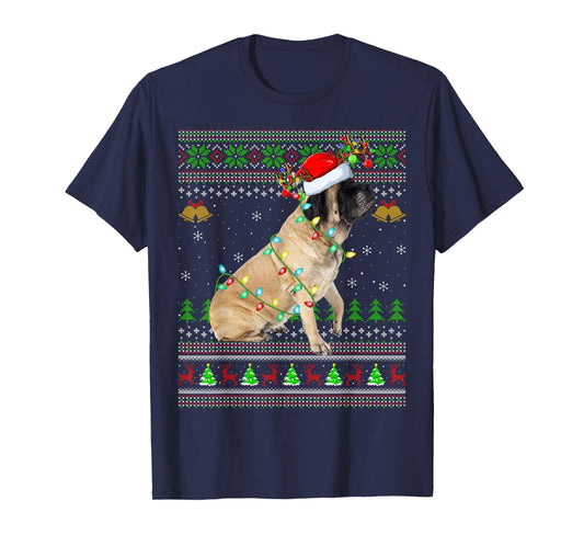 English Mastiff Dog Ugly Christmas Sweaters Holiday Xmas T-Shirt