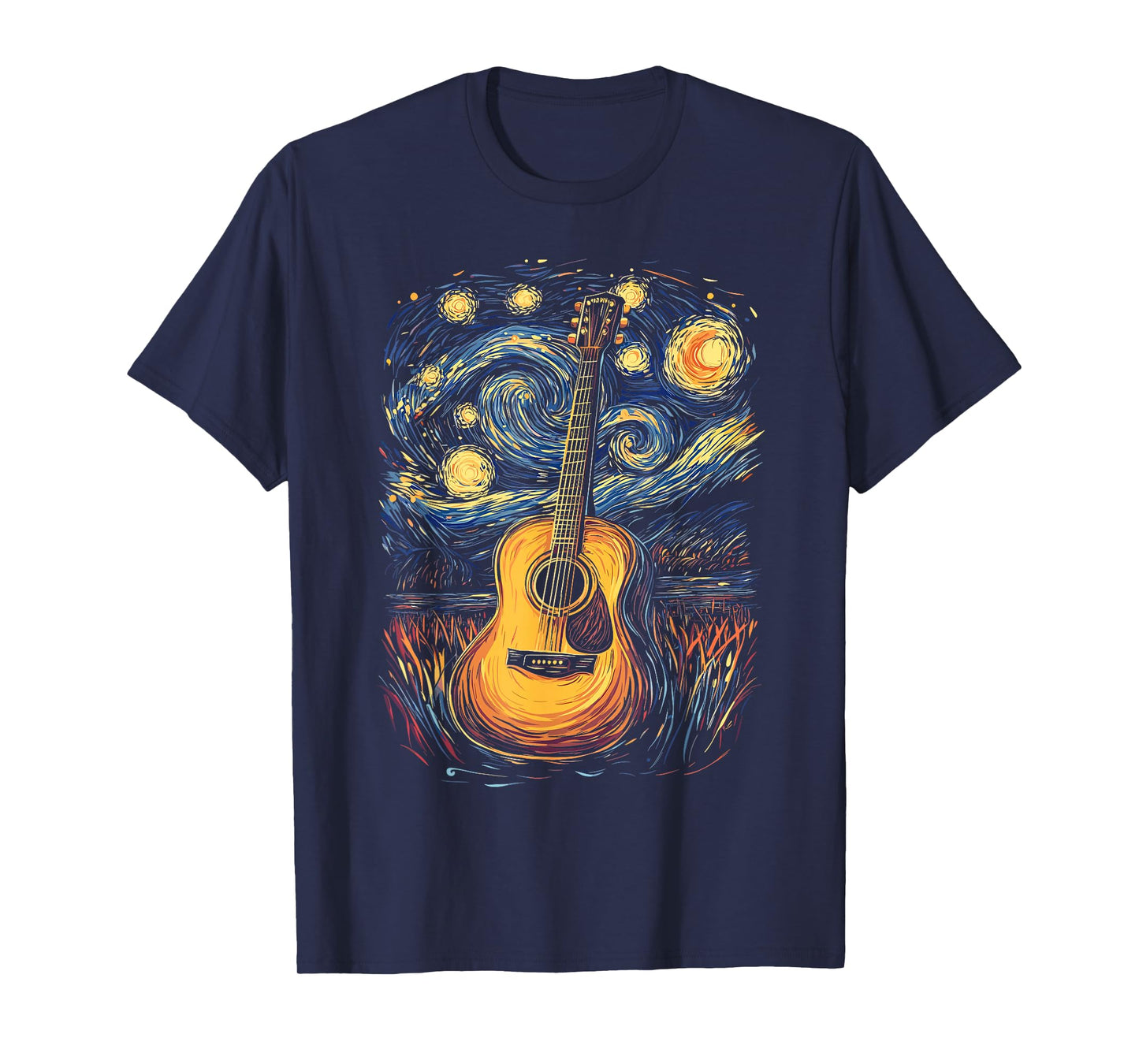 Starry Night Inspired Acoustic Guitar T-Shirt