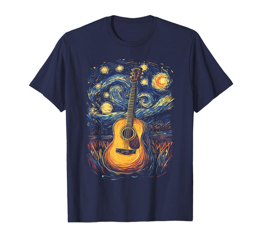 Starry Night Inspired Acoustic Guitar T-Shirt