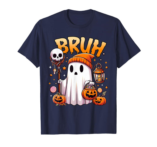 Bruh Ghost Halloween Cute Ghost Trick Or Treat Candy Kids T-Shirt