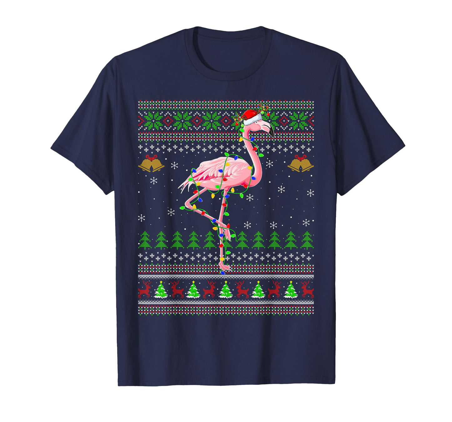 Flamingo Ugly Christmas Sweaters Holiday Santa Cute Xmas T-Shirt
