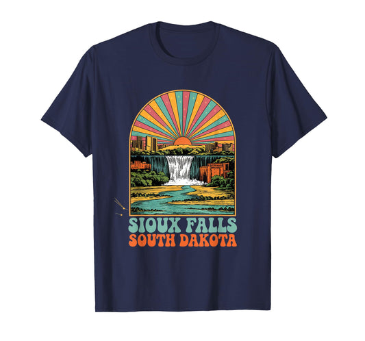 Retro Sioux Falls South Dakota Sunset Skyline Vintage T-Shirt