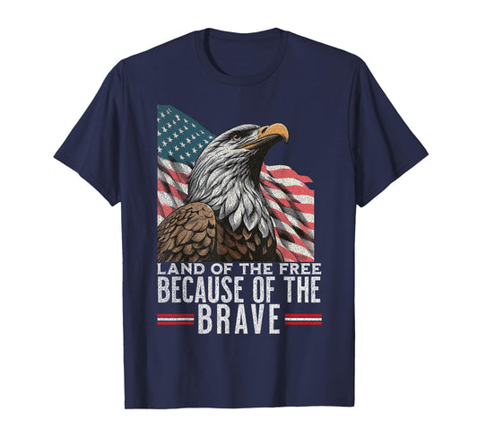 Land of the Free Because of the Brave Vintage America Eagle T-Shirt