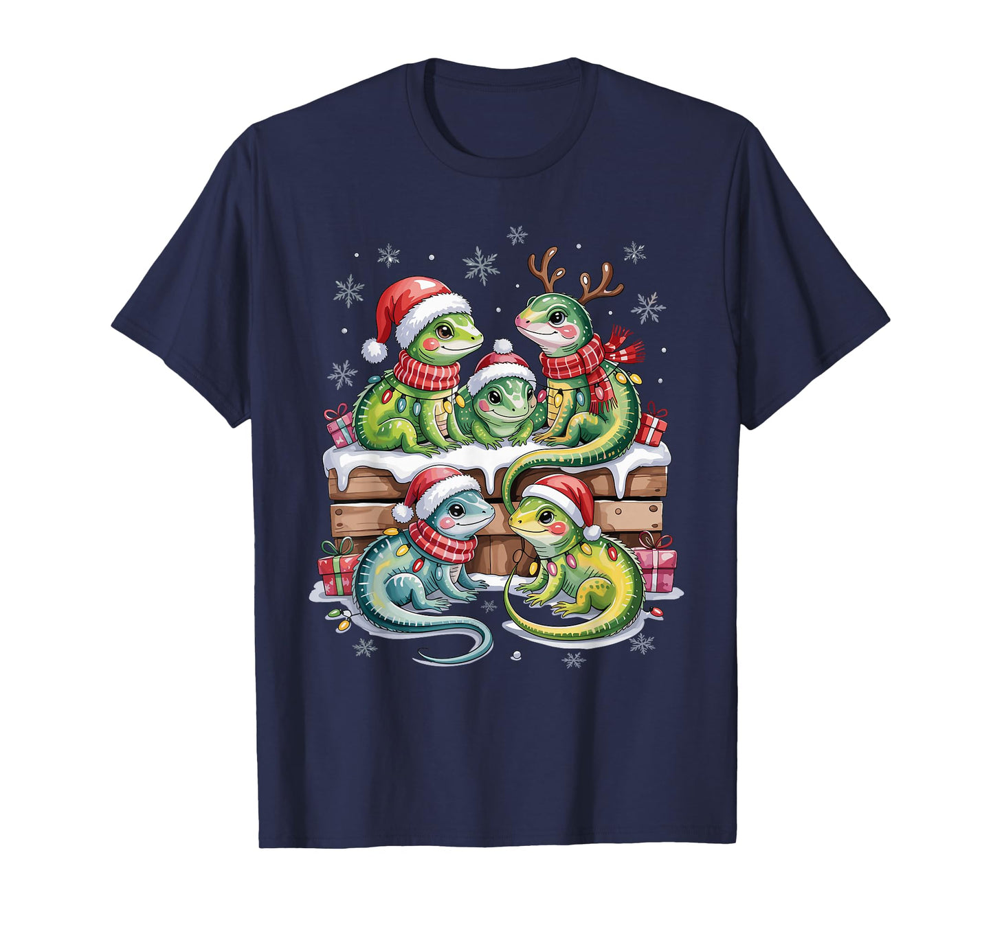 Lizard Christmas Cute Pet Lovers Funny Holiday Pajamas T-Shirt