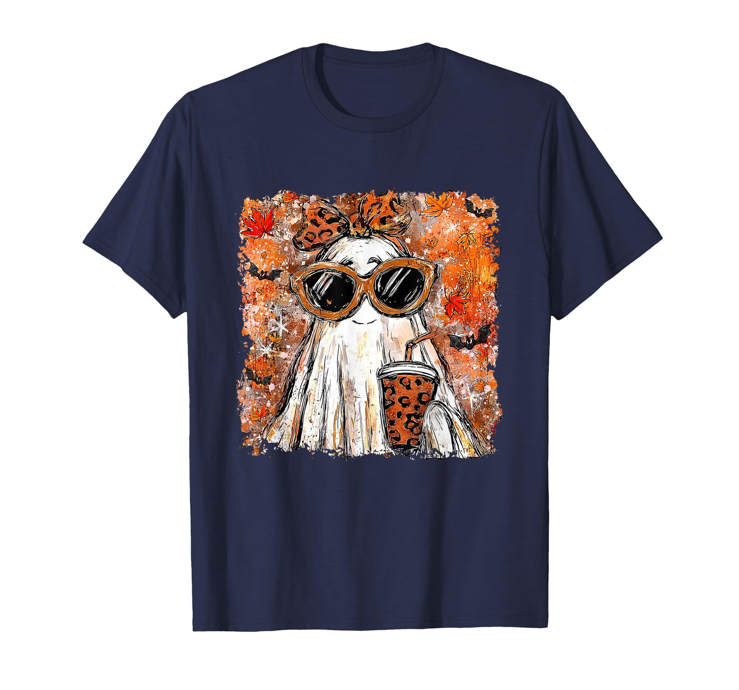 Coquette Leopard Ghost Coffee Boo-JEE Halloween Boujee Ghost T-Shirt