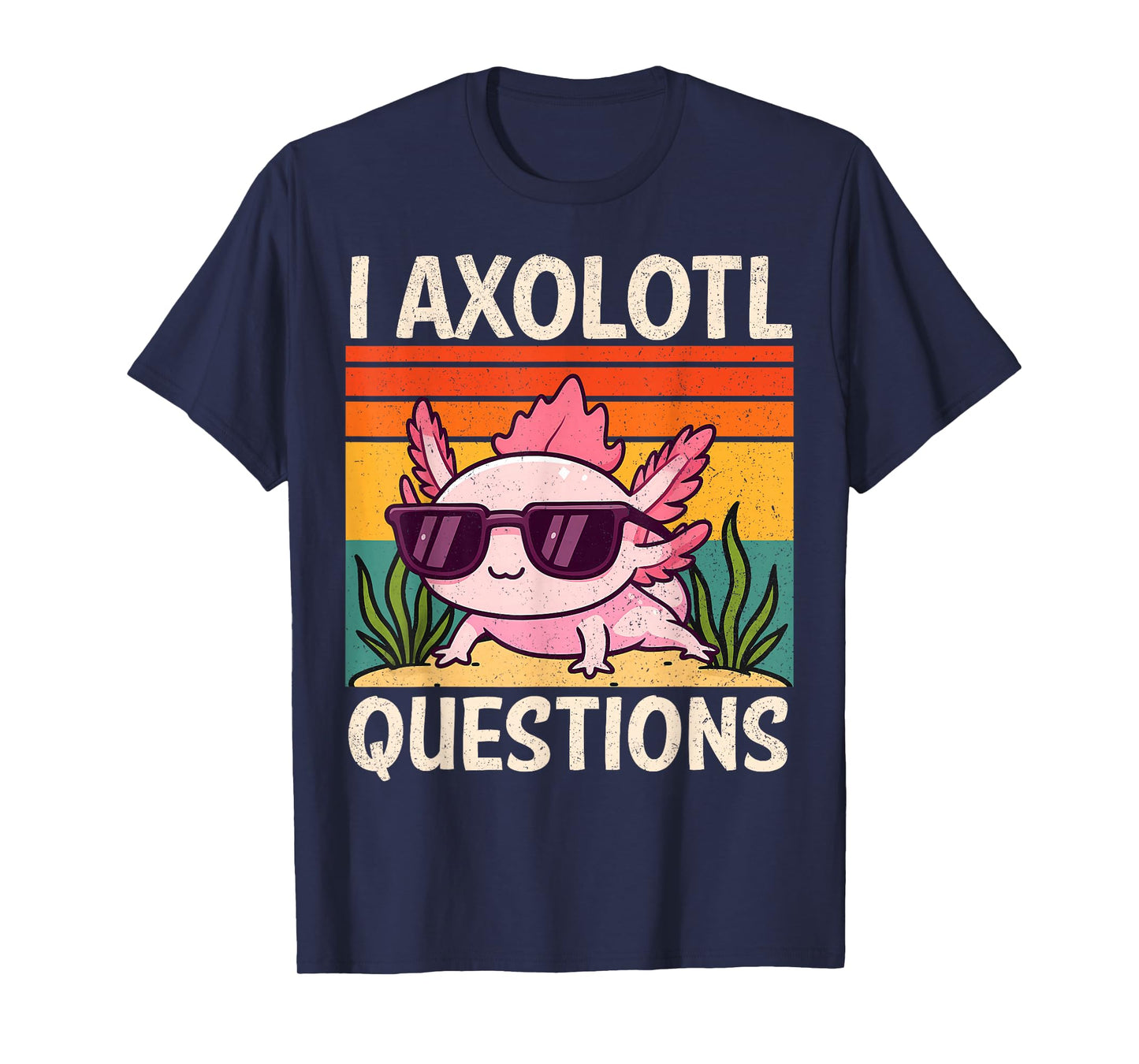 Funny I Axolotl Questions Adults Youth Kids Retro Vintage T-Shirt
