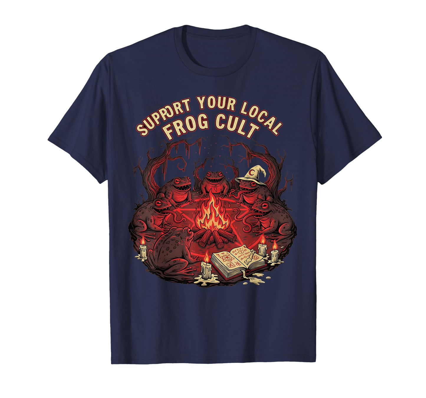 Frog Cult Funny Occult Witches Toad Halloween Graphic T-Shirt