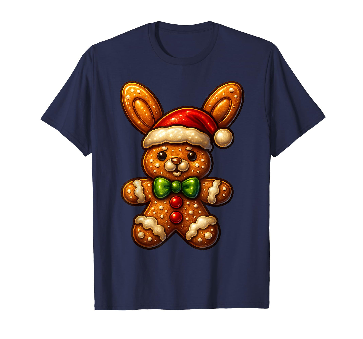 Funny Gingerbread Man Bunny Christmas Womens Mens Gifts T-Shirt