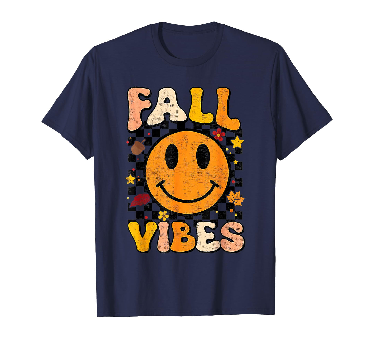 Fall Vibes Tis The Season Fall Leaves Retro Autumn Funny T-Shirt