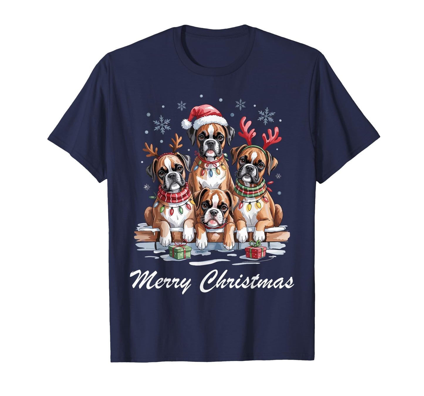 Boxer Merry Christmas Funny Dog Lovers Holiday Pajama T-Shirt