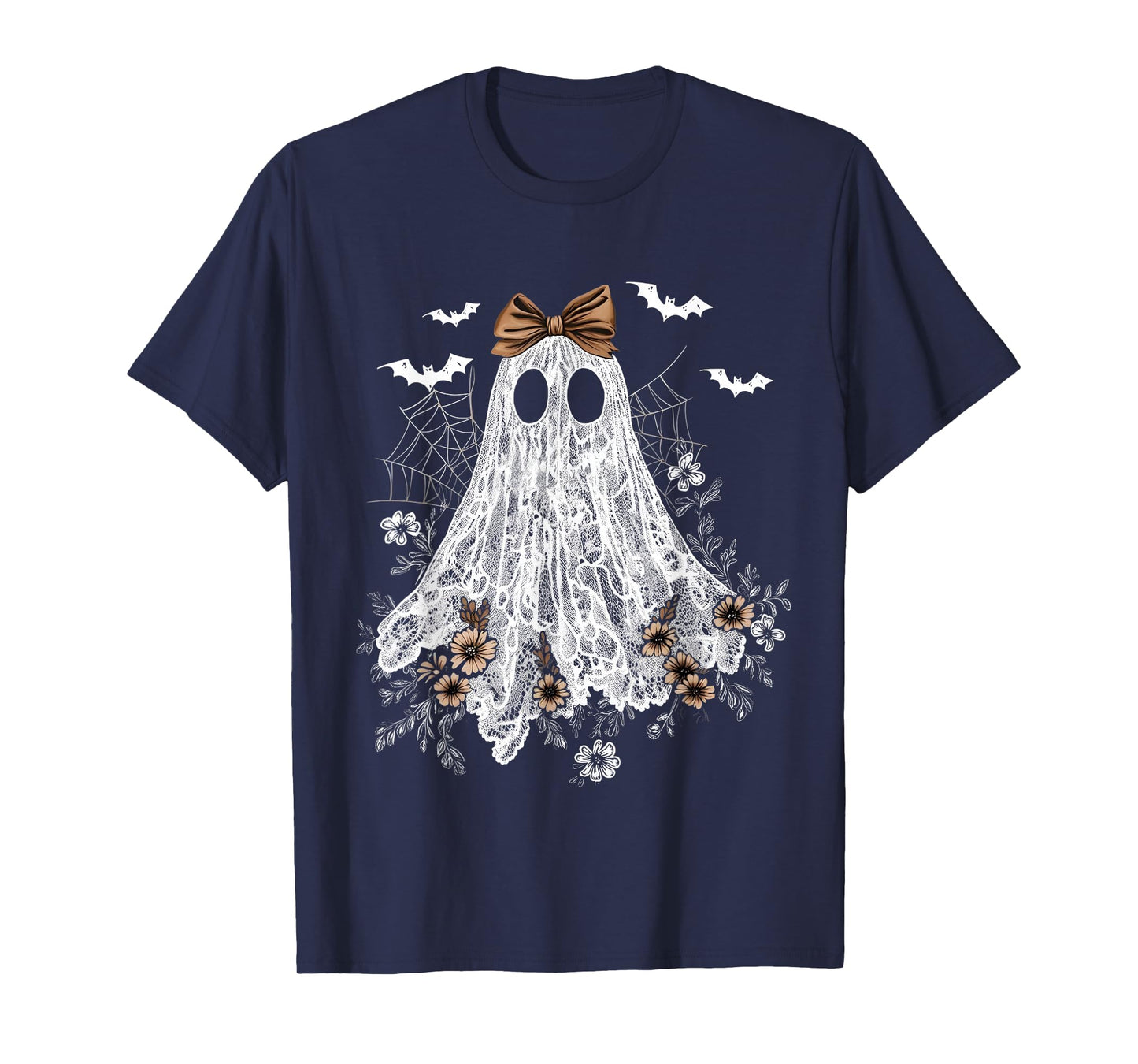Halloween Shirt Floral Ghost Halloween Costume Girls Women T-Shirt