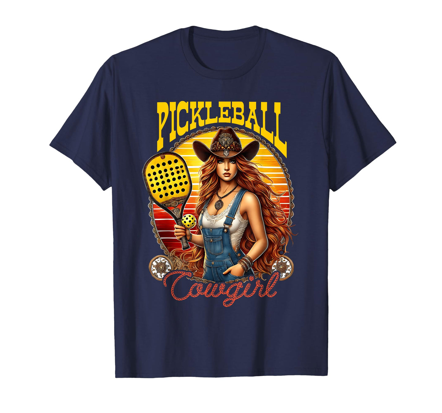 Pickleball Cowgirl Western Girl Funny Pickleball Player T-Shirt