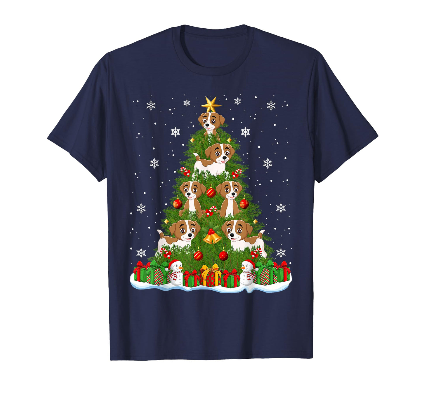 Cute Dogs Christmas Tree Holiday Decor Funny Dog Xmas Lights T-Shirt