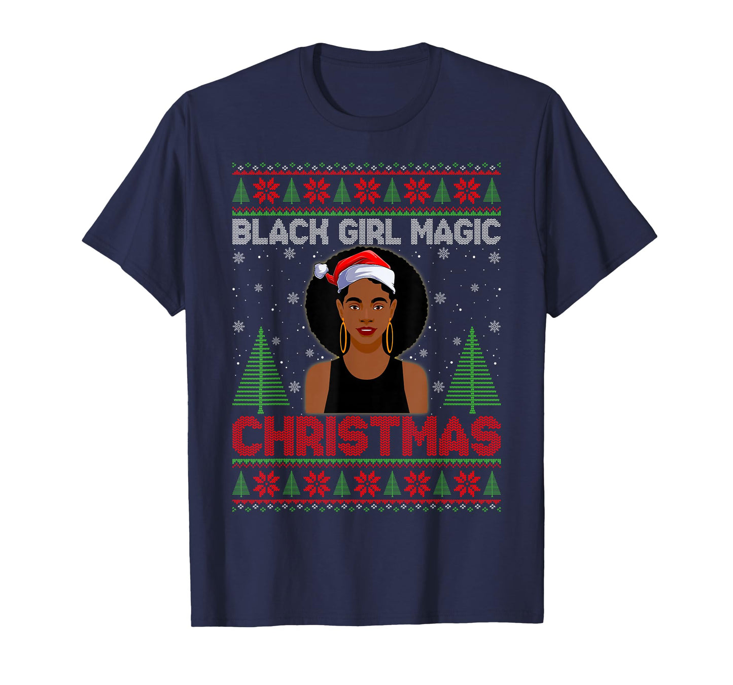 Ugly Sweater African American Black Girl Women Christmas T-Shirt
