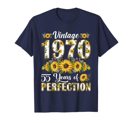 55 Year Old Vintage 1970 Sunflower 55th Birthday Gifts Women T-Shirt