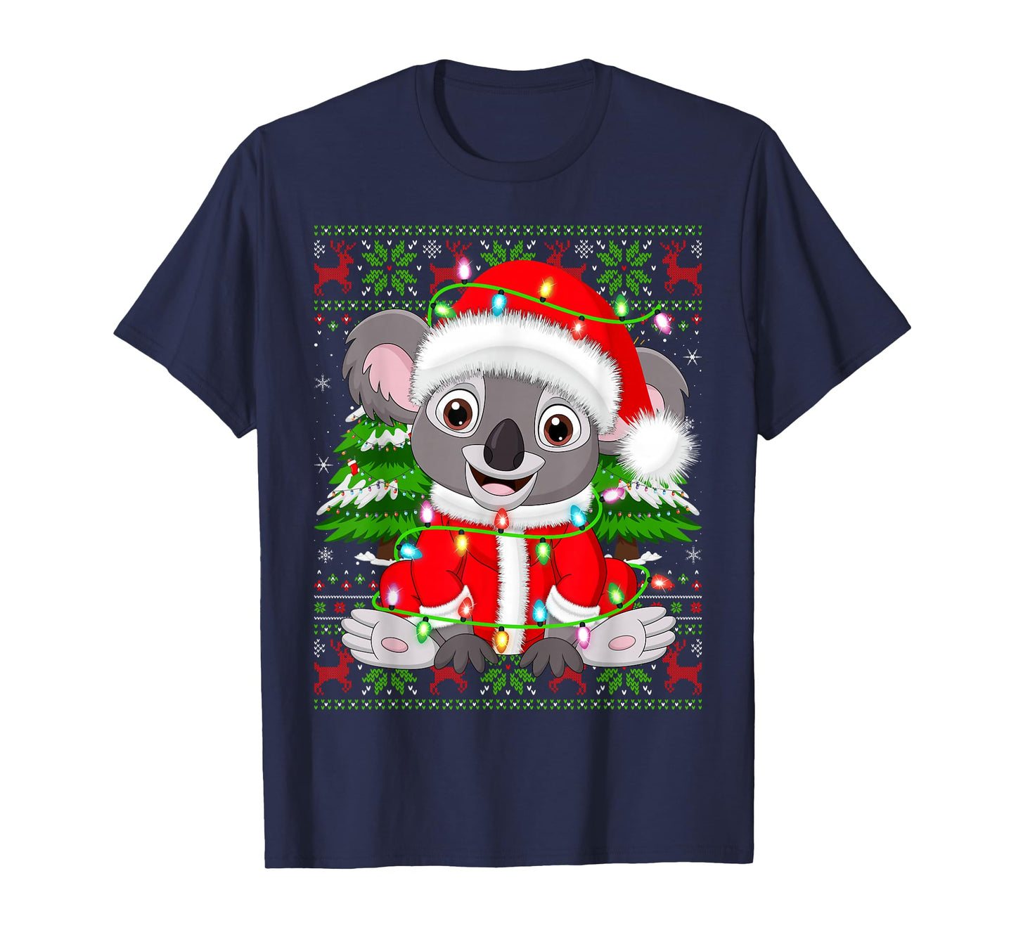 Koala Christmas Lights Santa Costume Ugly Xmas Sweaters T-Shirt