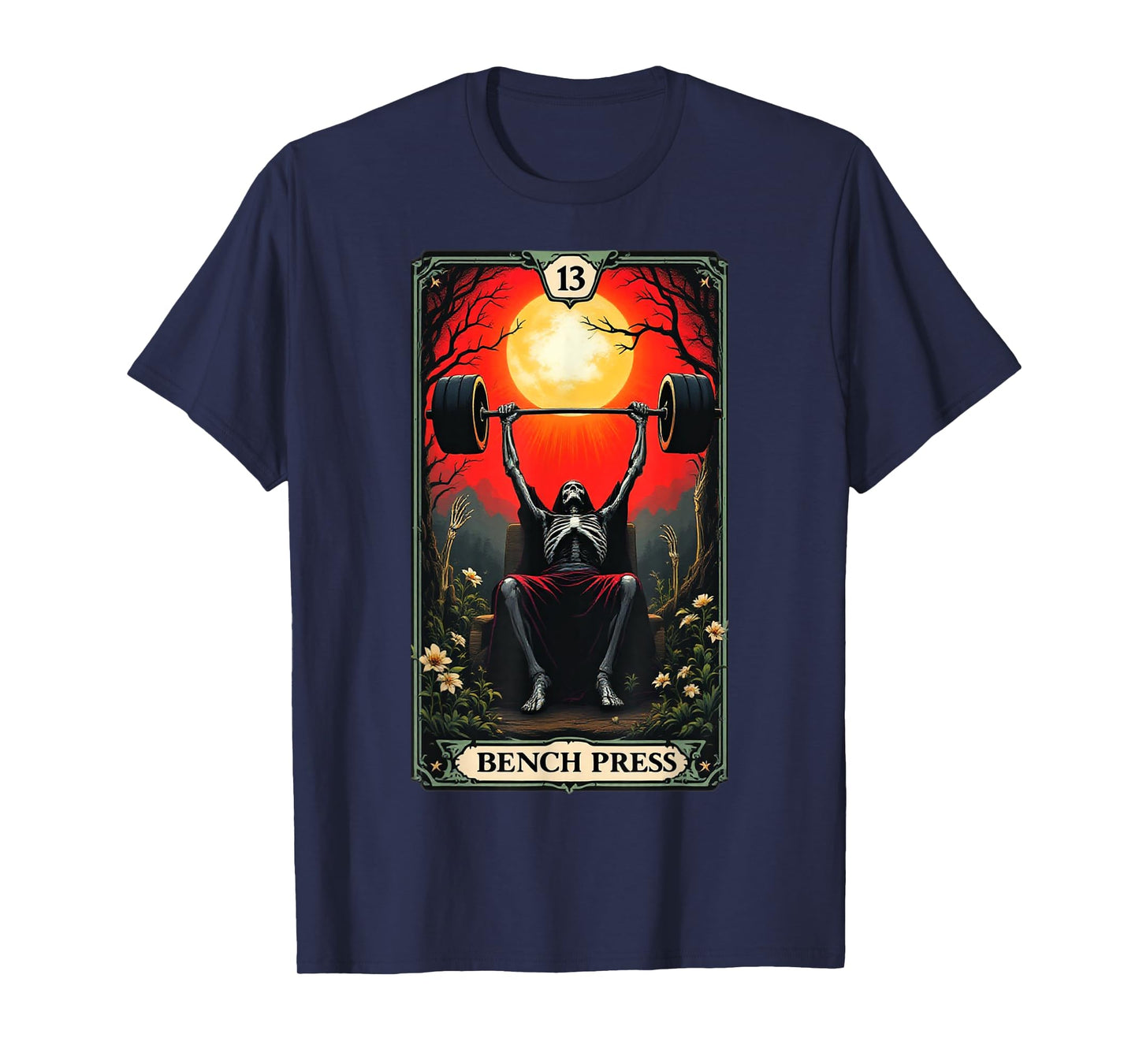 Funny Tarot Card Bench Press Gym Occult Workout Fitness T-Shirt