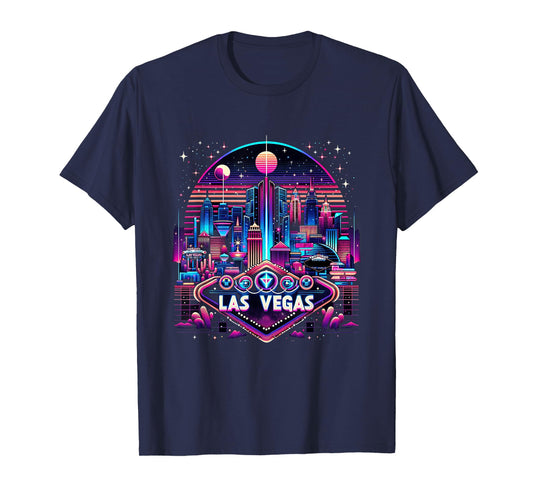 Las Vegas Nevada Shirt NV Family Trip 90s Retro City Skyline T-Shirt