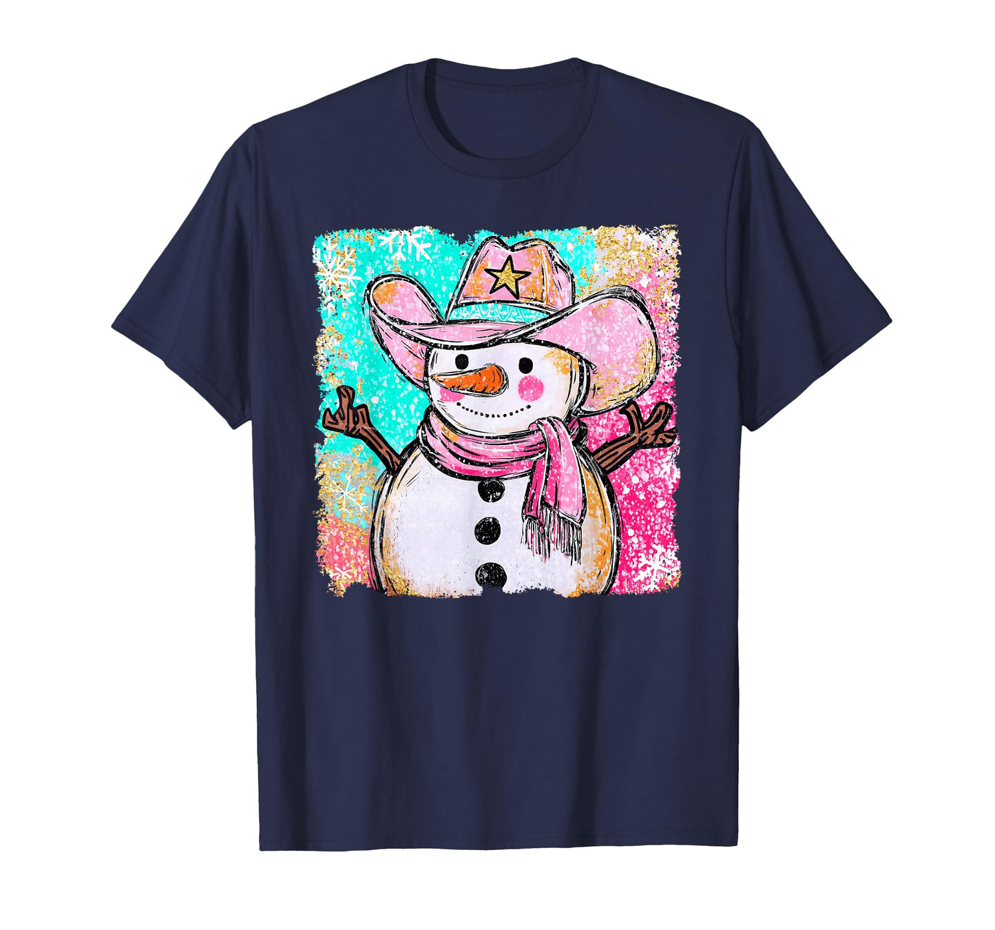 Funny Howdy Cowboy Snowman Western Merry Christmas 2025 T-Shirt