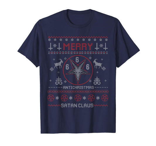 Merry Anti Christmas Satan Claus Gothic Ugly Christmas T-Shirt