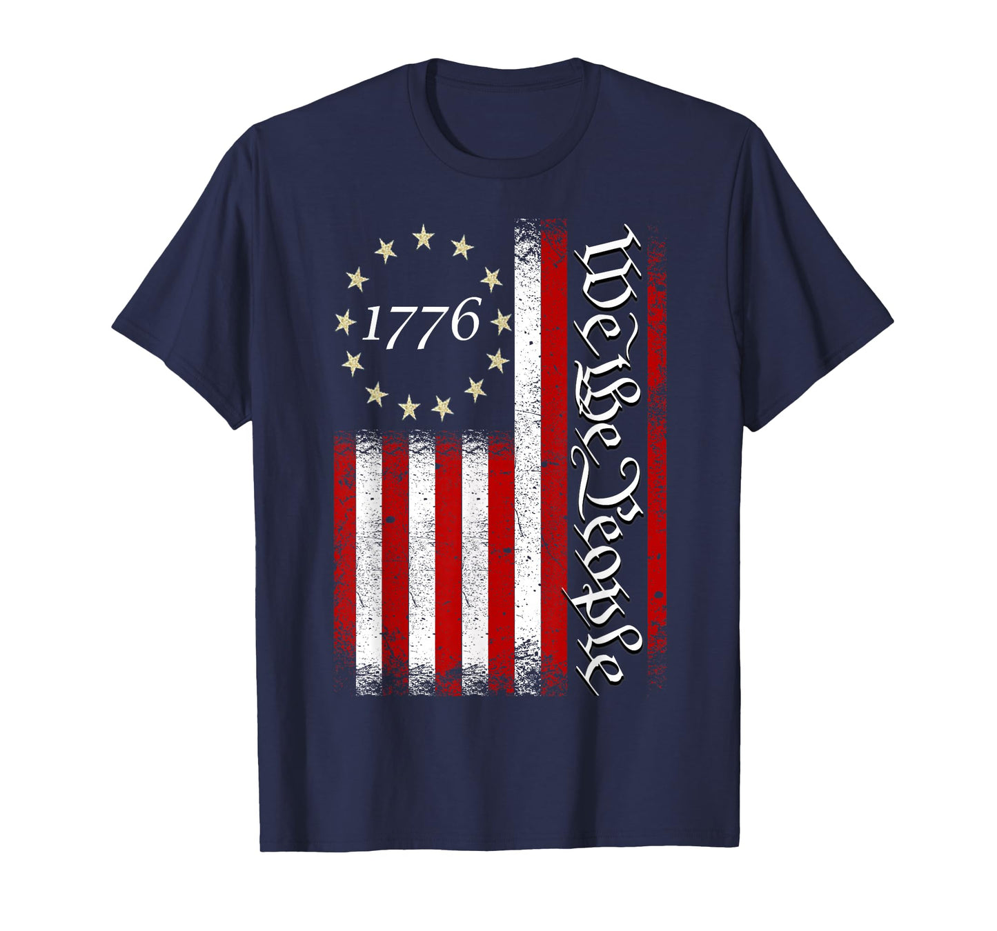 Vintage Old American Flag Patriotic 1776 We The People USA T-Shirt