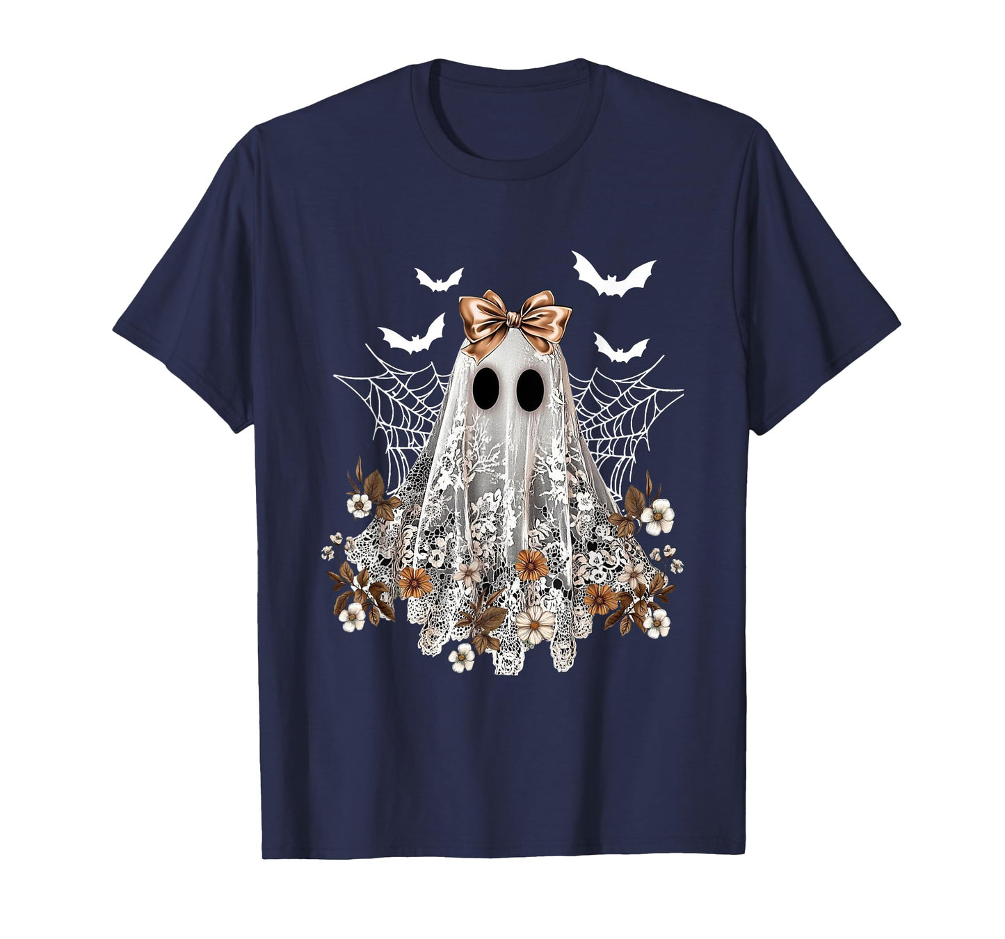Halloween Shirt Floral Ghost Halloween Costume Girls Women T-Shirt
