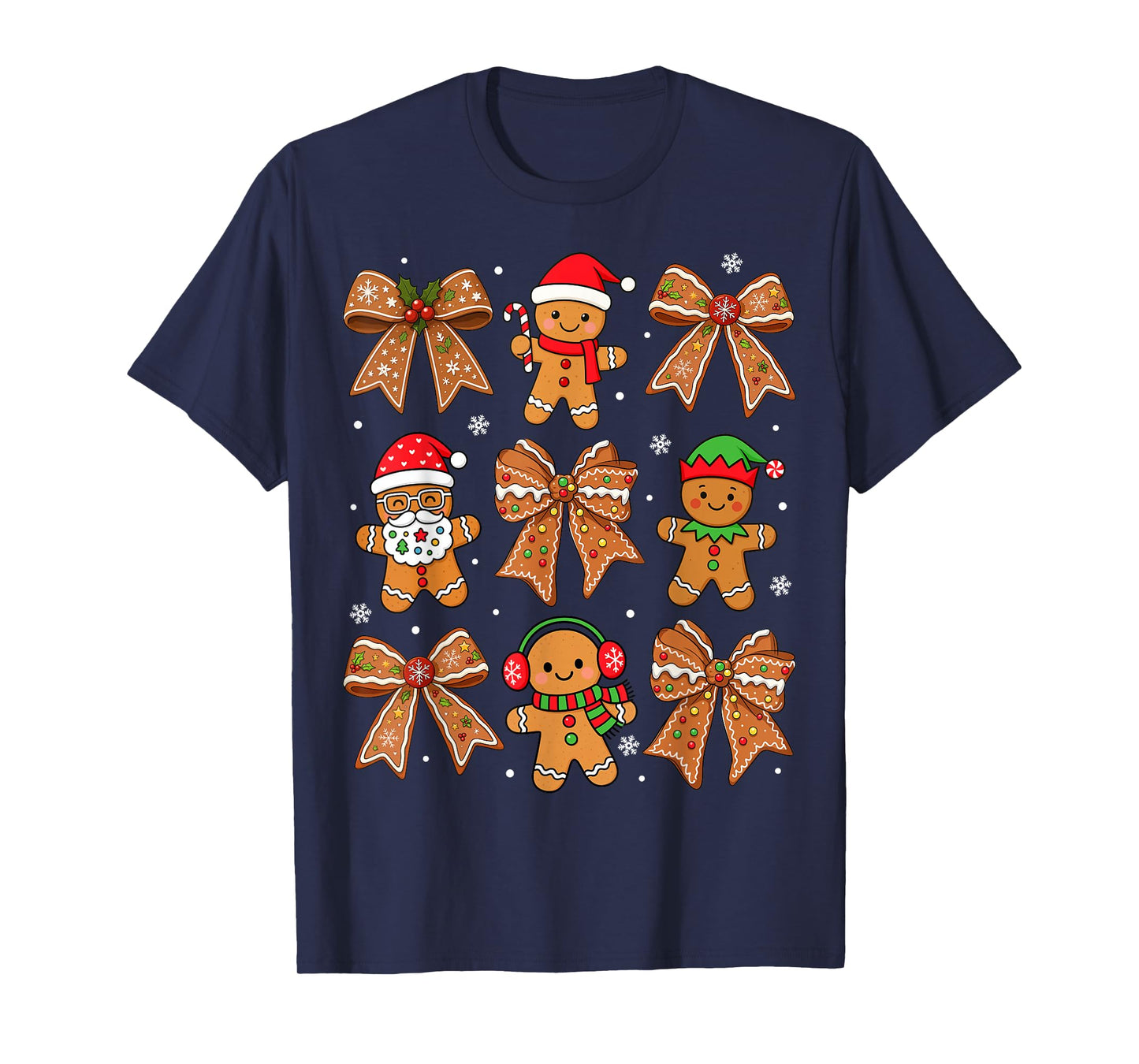 Merry Christmas Coquette Bow Santa Gingerbread Xmas Holiday T-Shirt
