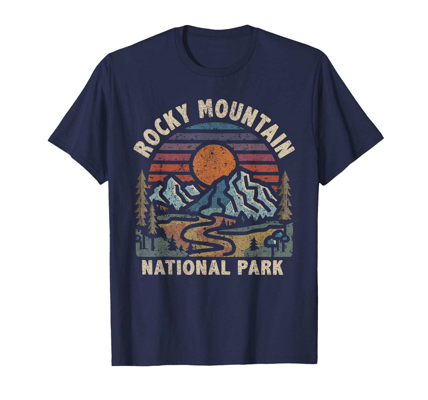 Rocky Mountain National Park Retro Sunset Mountains T-Shirt