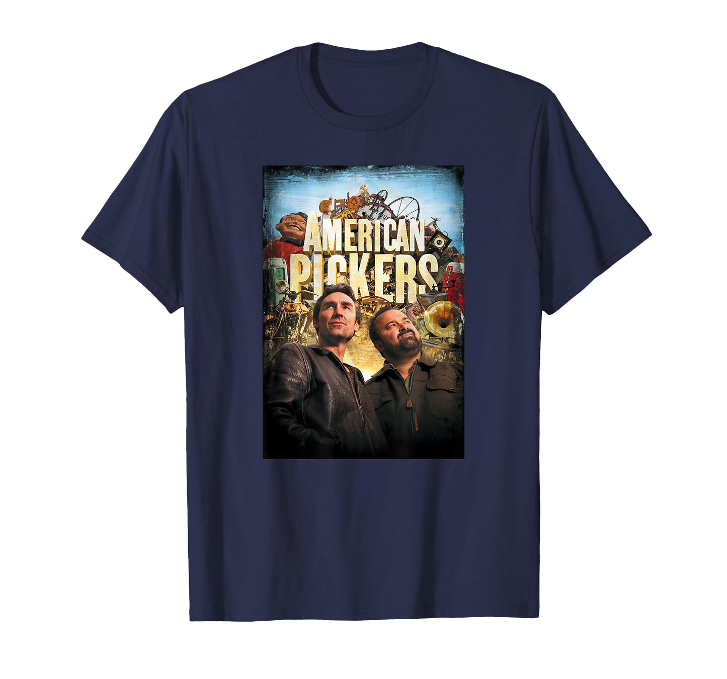 HISTORY American Pickers Distressed Unisex Adult Black Modern Letter Print Short Sleeve T-Shirt