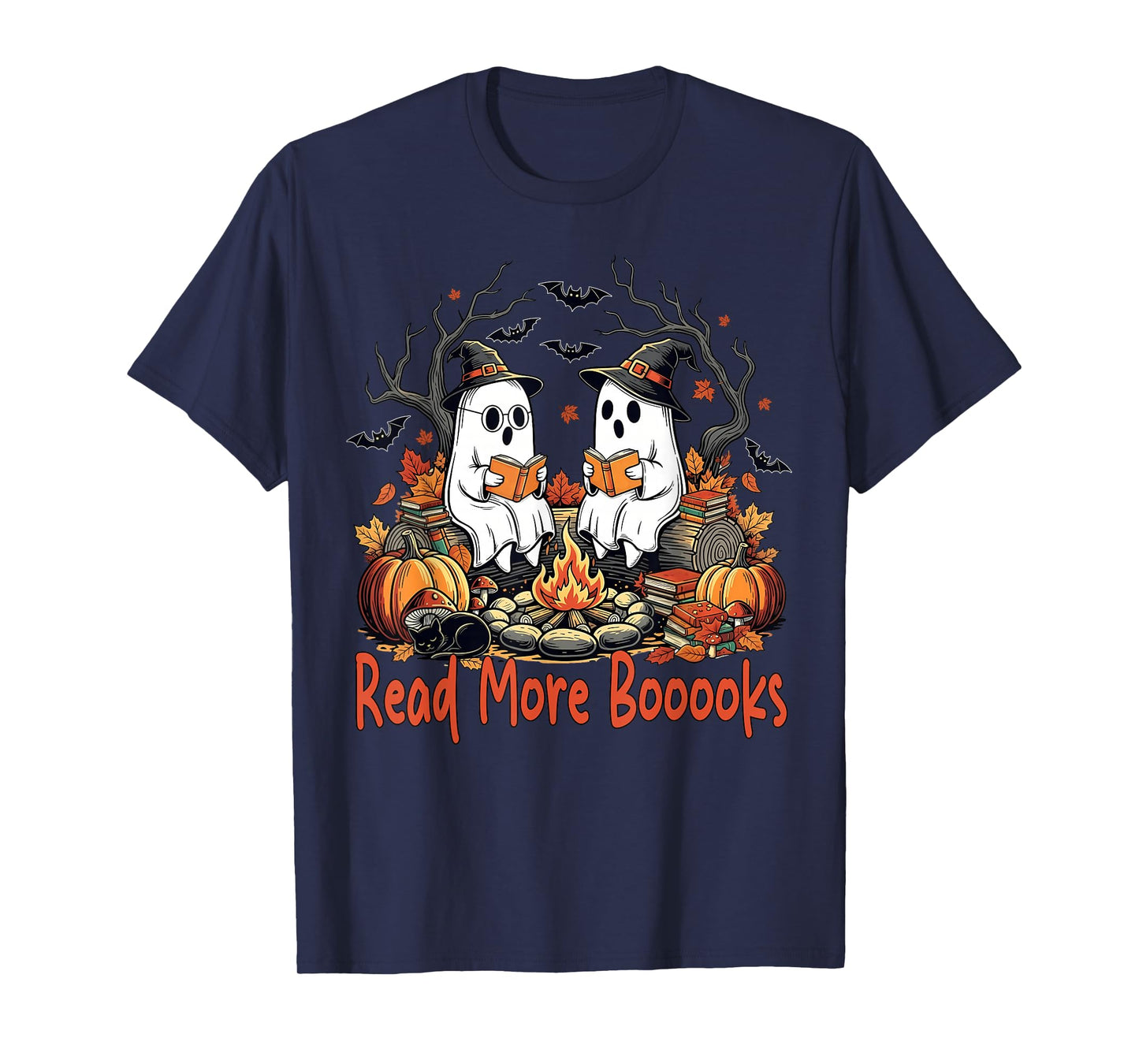 Read More Books Ghost Halloween Spooky Teacher Girls Boys T-Shirt