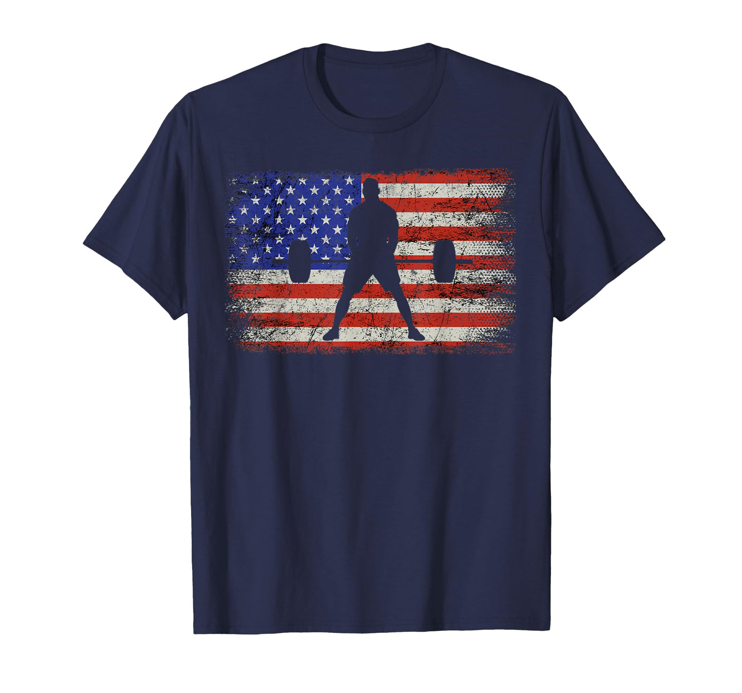 Weightlifting Patriotic Barbell American Flag Weight Lifter T-Shirt