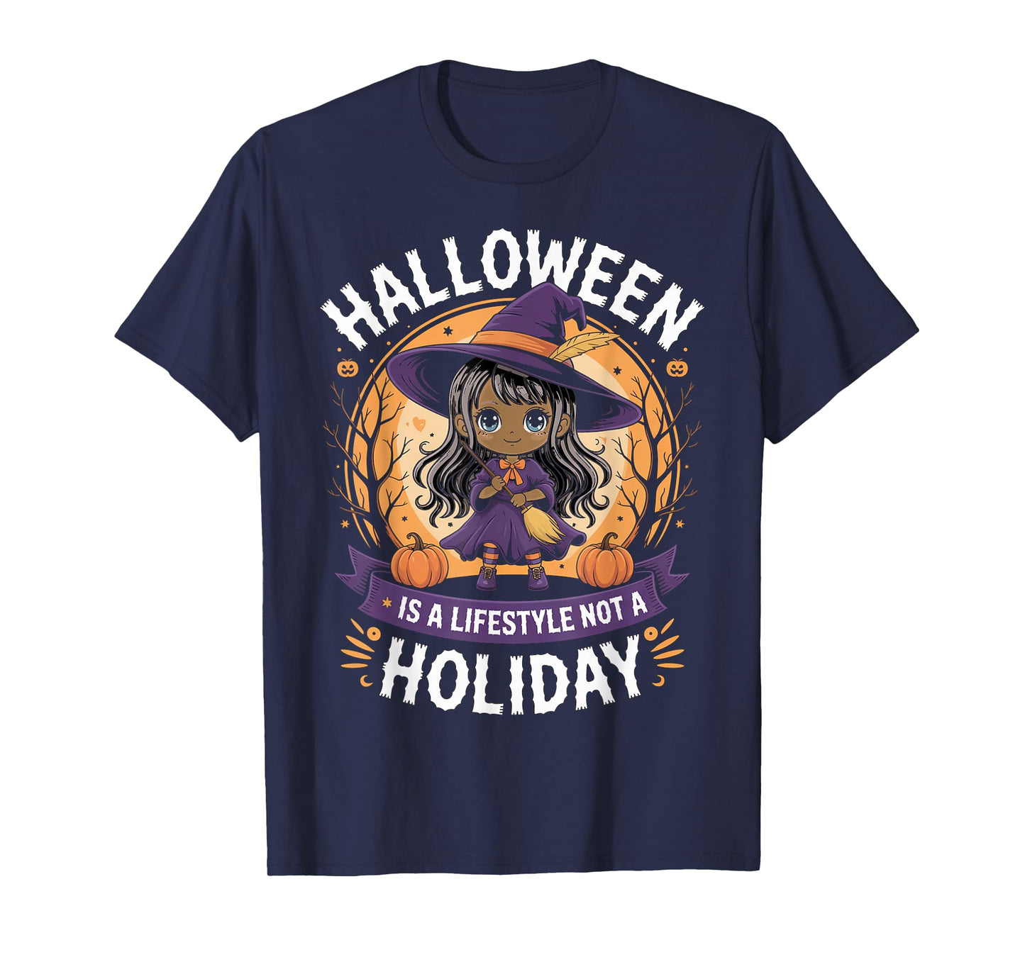 Halloween Anime Black Witch Lifestyle Not Holiday Girl Women T-Shirt