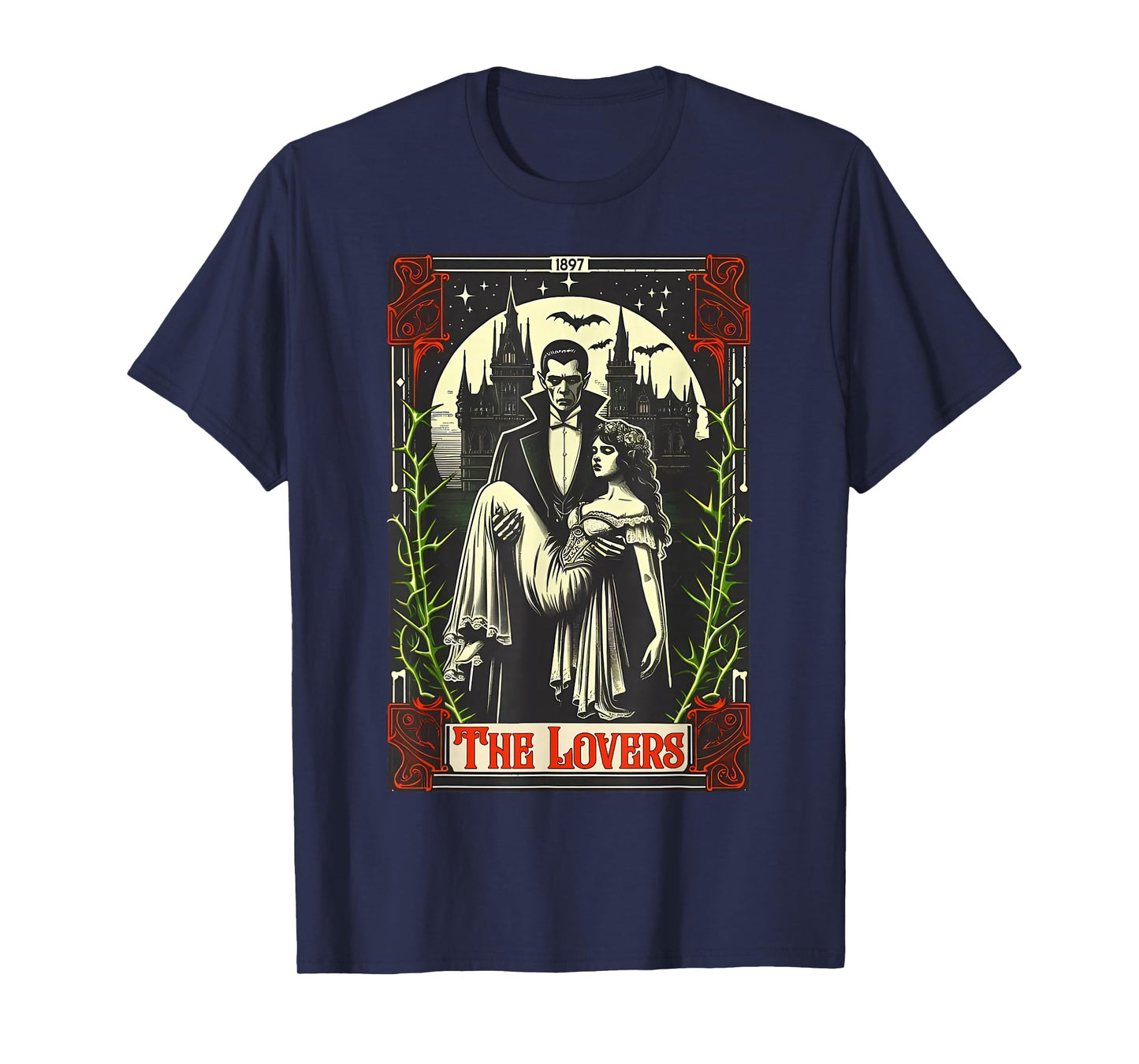 Vampire Monster Dracula and Bride The Lovers Tarot Card Tees T-Shirt