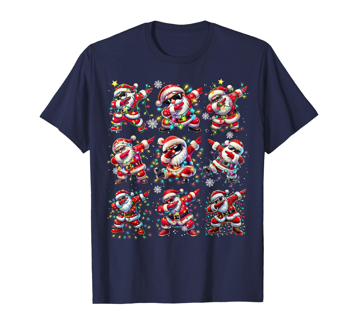 Dancing Dabbing Santa Christmas Lights Funny Dance Dab Xmas T-Shirt