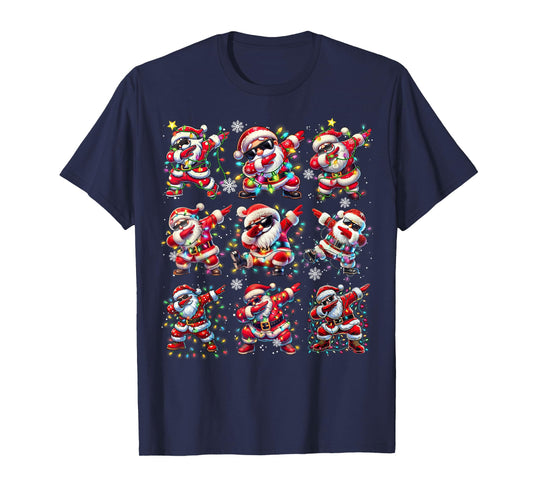 Dancing Dabbing Santa Christmas Lights Funny Dance Dab Xmas T-Shirt