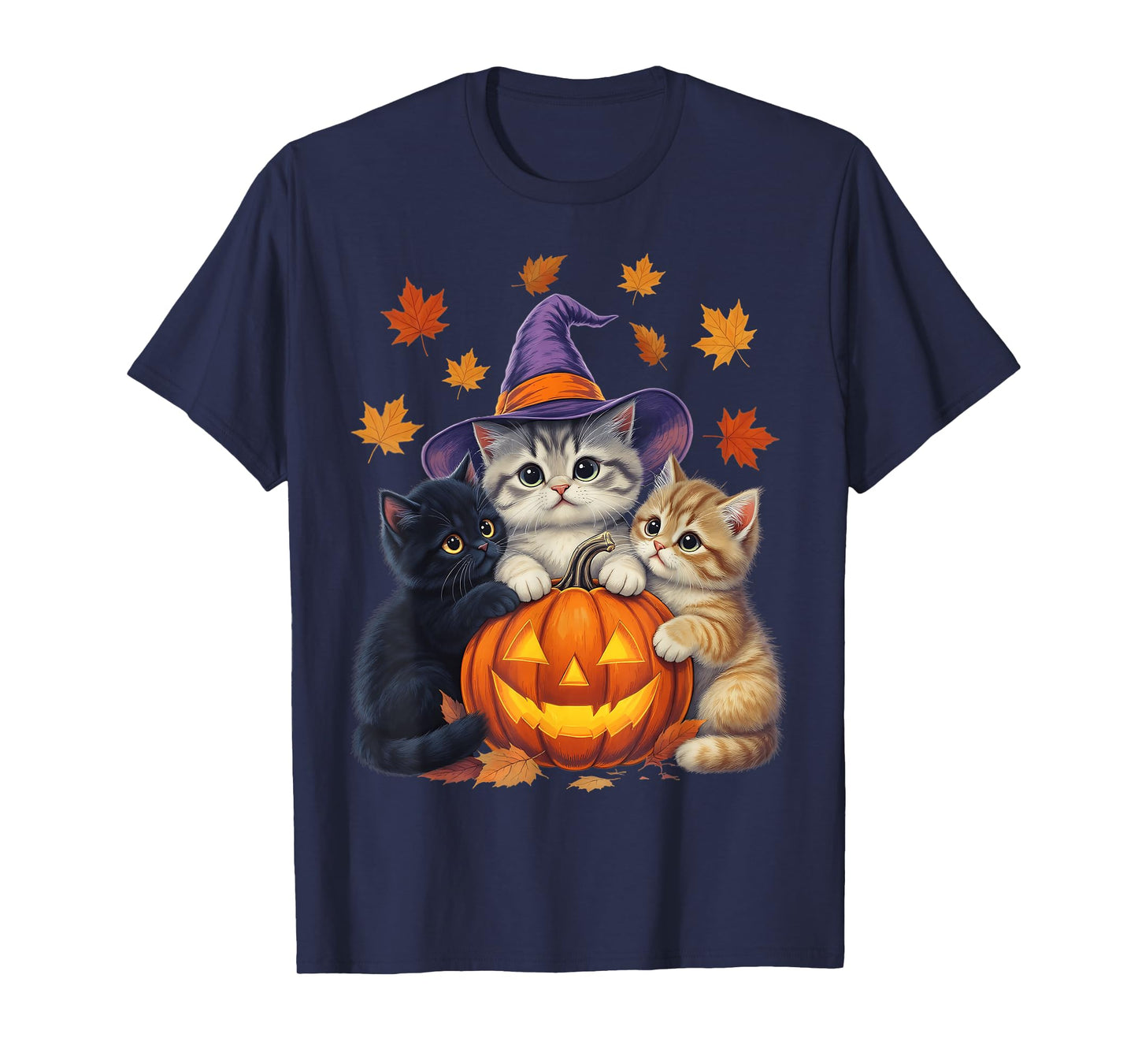 Halloween Kittens and Pumpkin Spooky Cats Lover Men Women T-Shirt