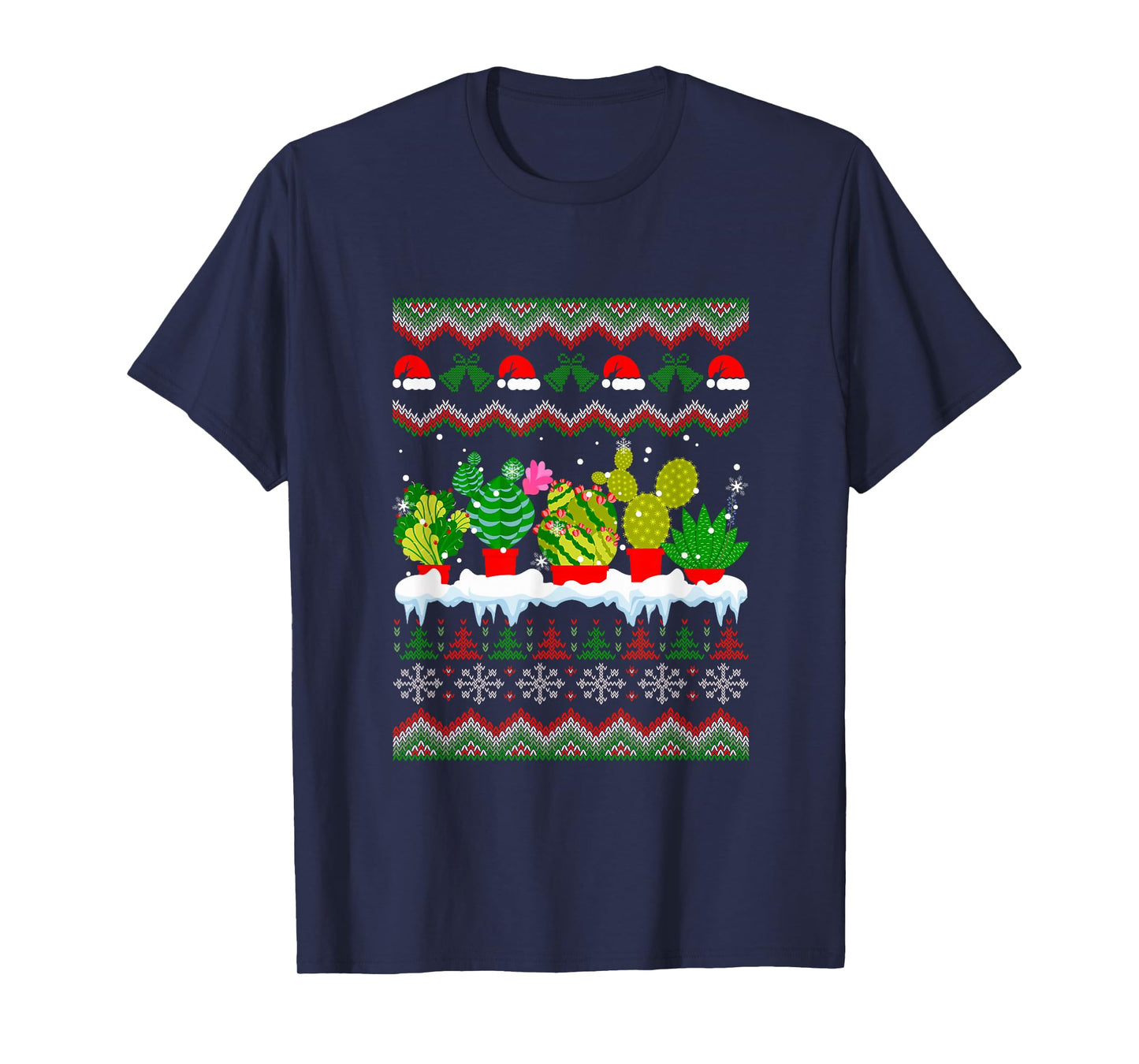 Succulents Cactus Collection Xmas Sweater Santa Gardener T-Shirt