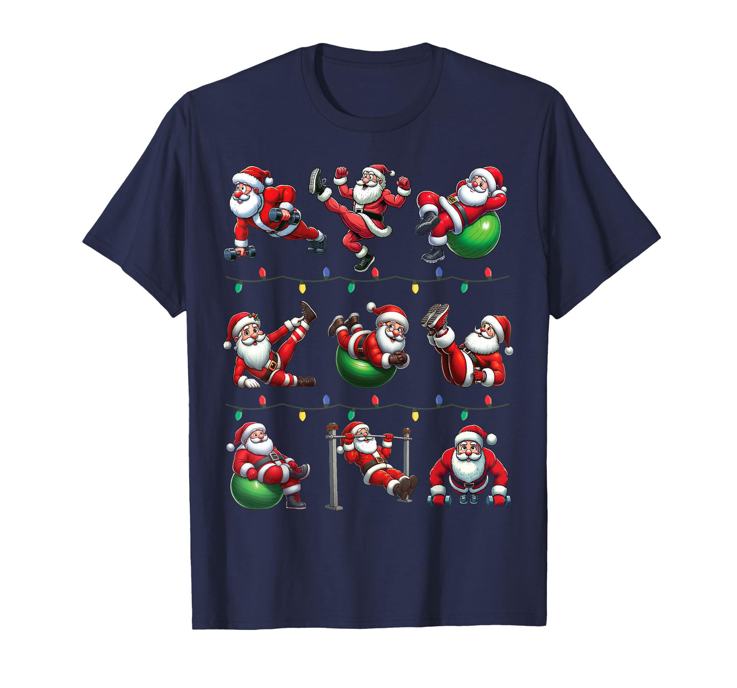 Santa Fitness Collection Gym Workout Weightlifting Christmas T-Shirt