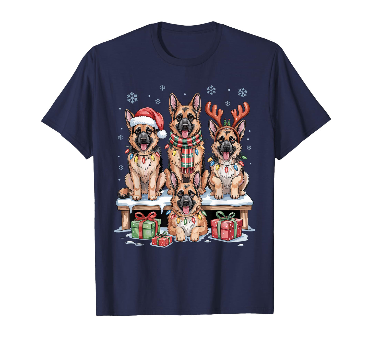 Cute German Shepherd Christmas Puppies Dog Lovers Holiday T-Shirt