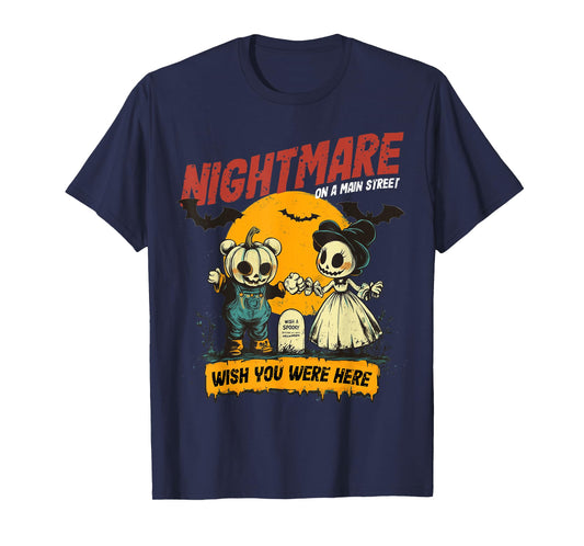 Vintage Mainstreet Halloween Pumpkin On Head Nightmare T-Shirt