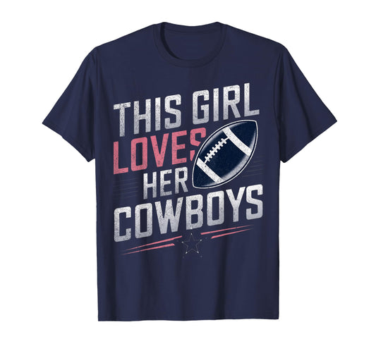 This Girl Loves Her Cowboys Vintage Retro T-Shirt